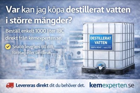 1000-liters IBC-behållare med destillerat vatten.