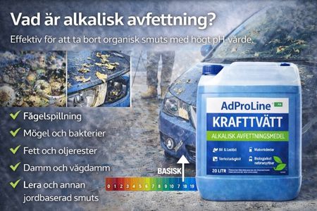 Alkalisk avfettning som sprutas på smutsig yta.