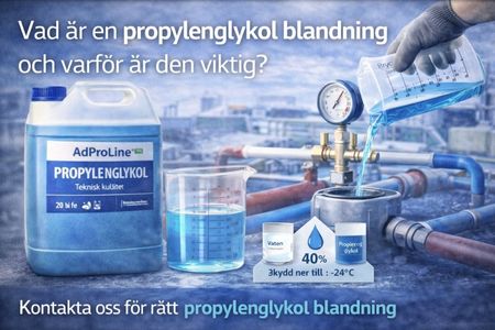Blandning av propylenglykol och vatten för kyl- och värmesystem.