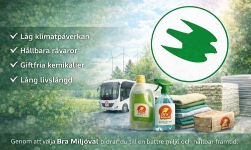 Bra Miljöval-märkning på miljövänlig produkt.
