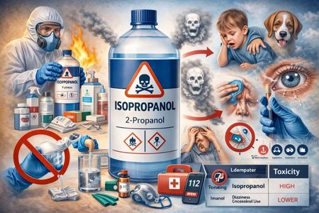 Infografik om isopropanol – vad det är, varför det används och vilka hälsorisker det innebär.