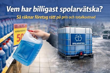 Jämförelse av billig spolarvätska i butik och spolarvätska i bulk för företag.