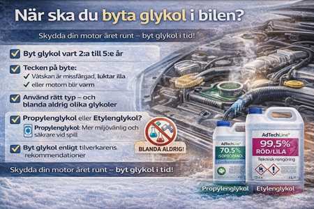 När du ska byta glykol i bilen – intervaller, tecken på slitage och hur du skyddar motorn.