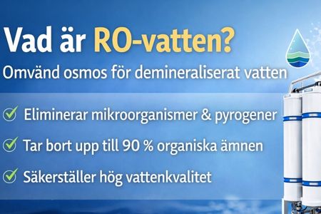 Omvänd osmos-anläggning för produktion av RO-vatten och demineraliserat vatten