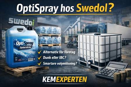 OptiSpray hos Swedol för SCR-system – urealösning som minskar kristallisering i lastbil och entreprenadmaskin.