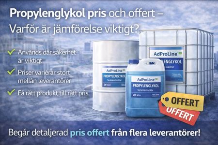 Propylenglykol i behållare för industriell användning.