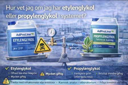 Prov på glykol som testas för att skilja mellan etylen- och propylenglykol.