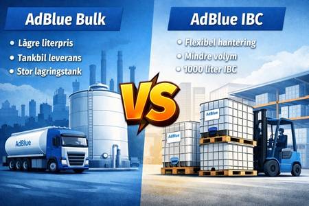 Jämförelse mellan AdBlue bulk och IBC med fokus på pris, leverans och lagring för företag