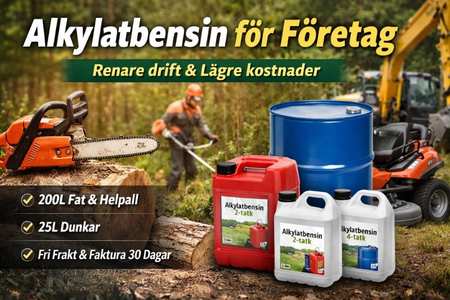 Alkylatbensin för företag i fat, dunkar och helpall – renare drift och lägre kostnader