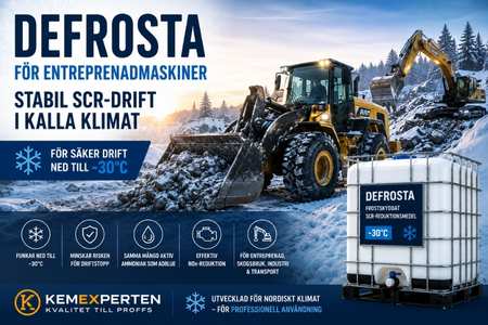 Defrosta frostskyddad SCR-vätska för entreprenadmaskiner och vinterdrift i kallt nordiskt klimat.