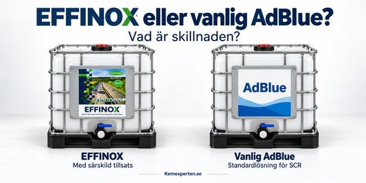 EFFINOX och vanlig AdBlue i IBC-behållare – jämförelse av lösningar för SCR-system.