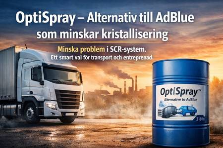 OptiSpray som alternativ till AdBlue för lastbil och entreprenad som minskar kristallisering i SCR-system