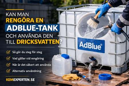 Rengöring av AdBlue-tank med vatten för återanvändning till tekniskt vatten eller bevattning efter noggrann sköljning