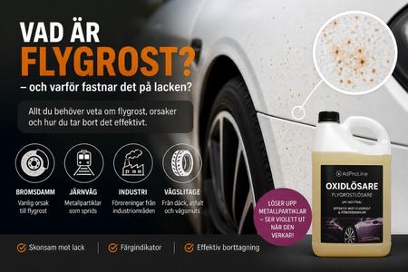 Flygrost på vit billack med metallpartiklar och oxidlösare för effektiv rengöring av lack och fälgar